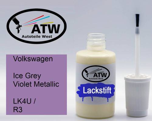 Volkswagen, Ice Grey Violet Metallic, LK4U / R3: 20ml Lackstift, von ATW Autoteile West.